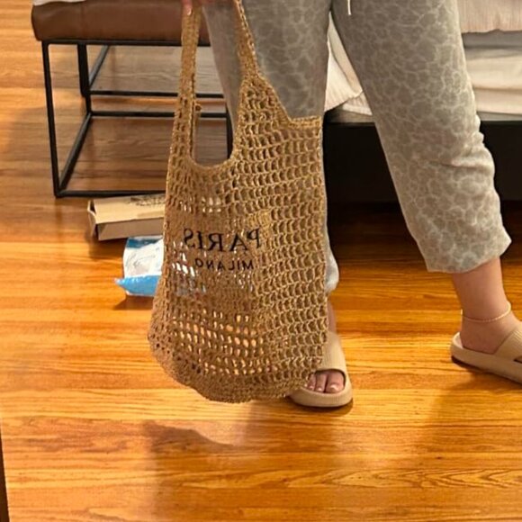 NEIMAN MARCUS Paris Milano Straw Beach Bag - Picture 3 of 5